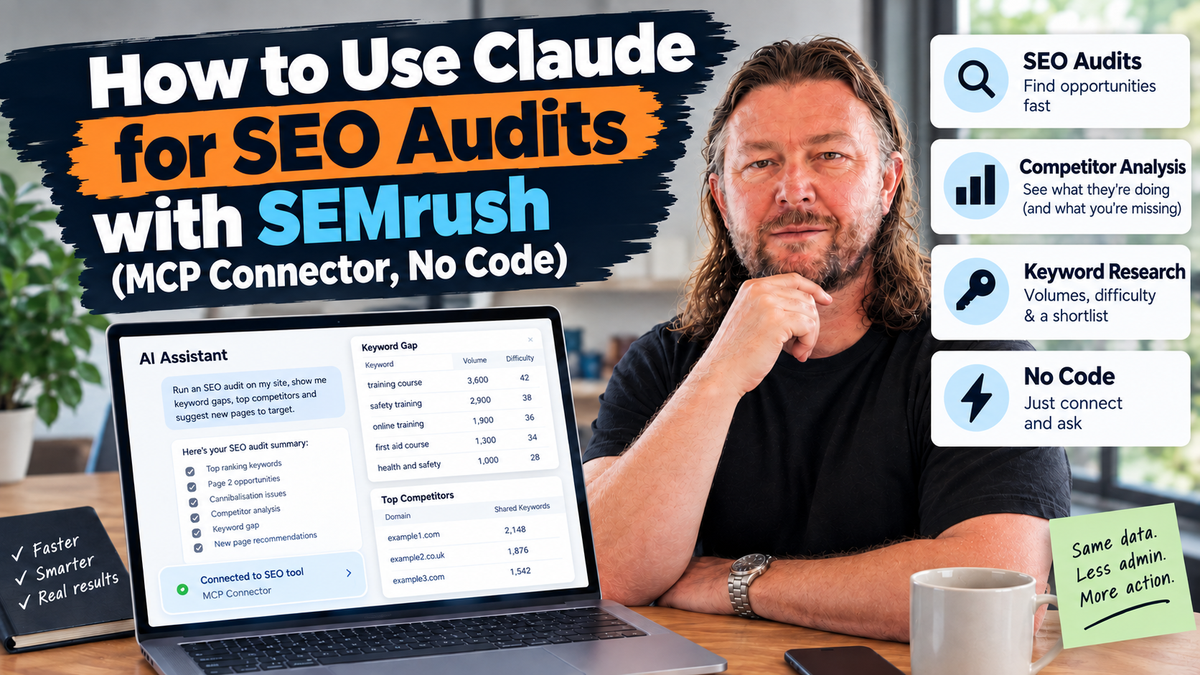 how to use Claude for SEO audits with SEMrush video promo image