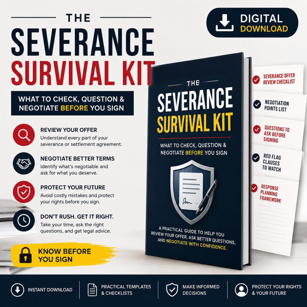 Digital severance negotiation guide warning employees not to sign their severance agreement too quickly