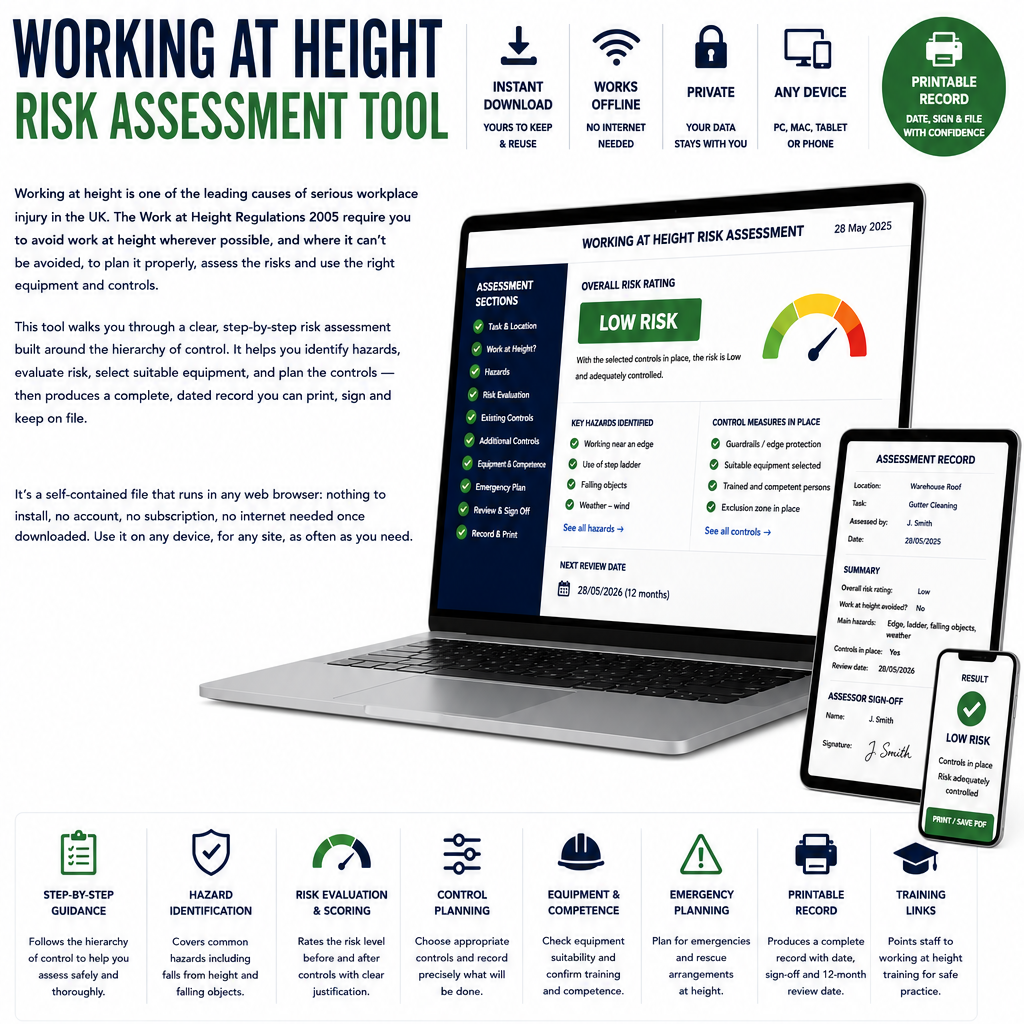 Working at Height Risk Assessment Tool