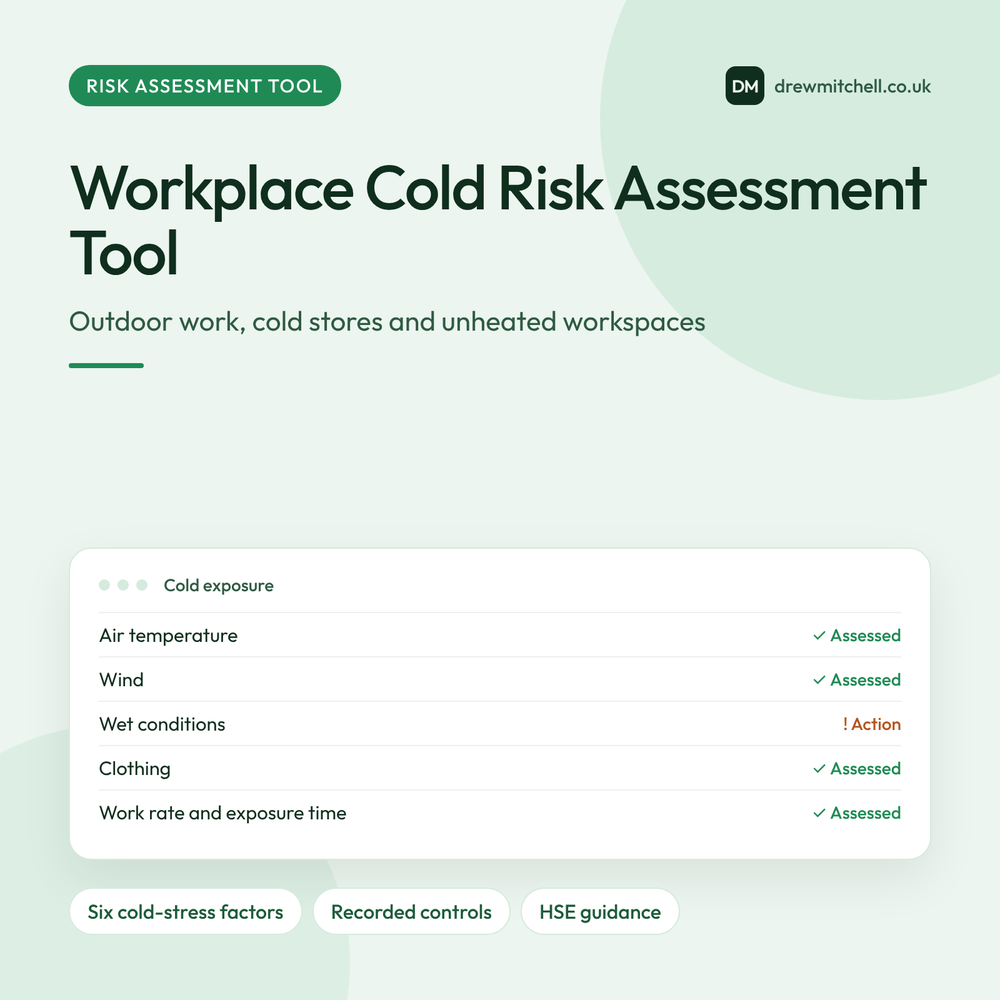 Workplace Cold Risk Assessment Tool: product cover by Drew Mitchell